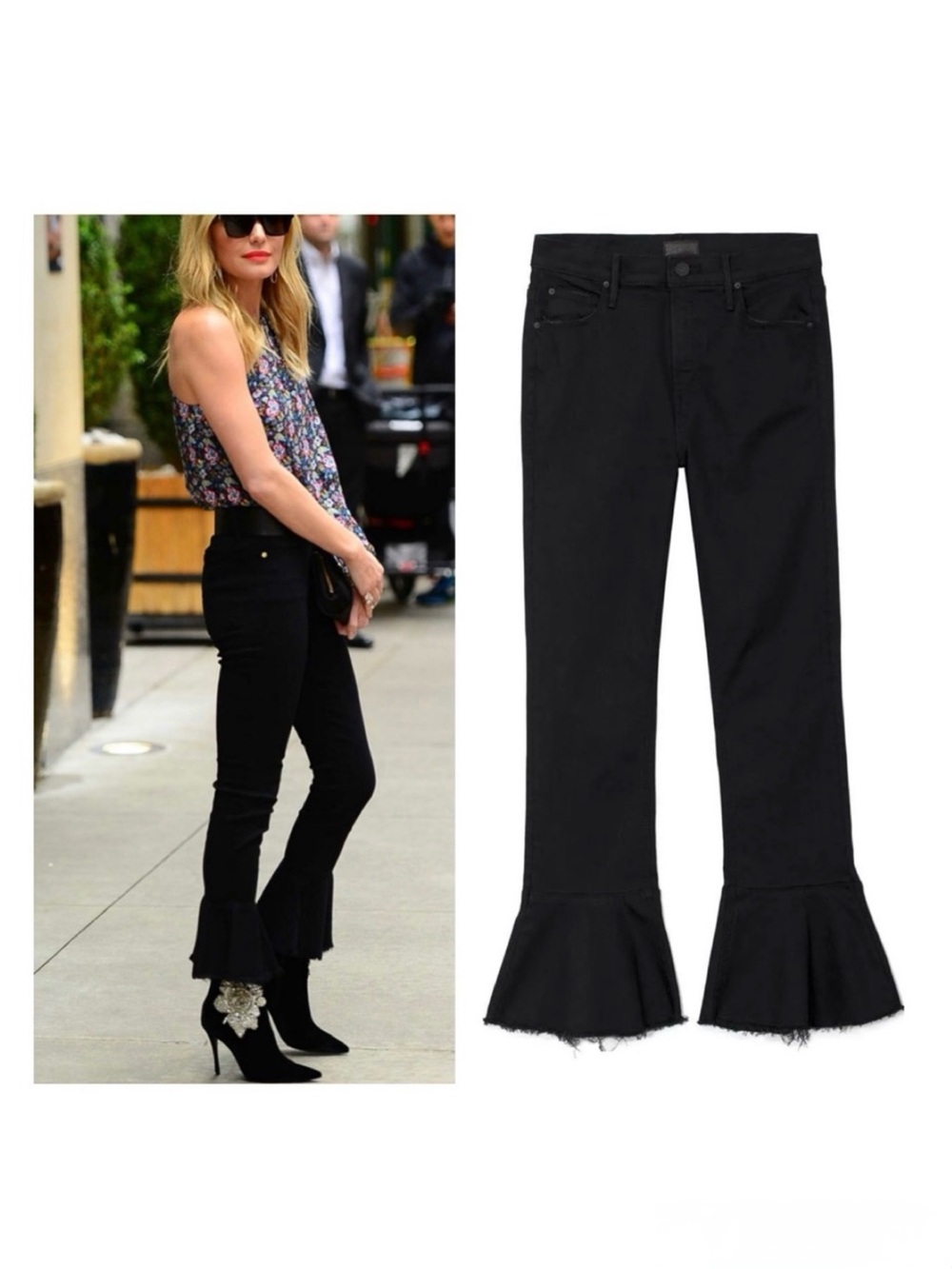 MOTHER The Cha Cha Fray Jeans in Color Not Guilty Black Size 24